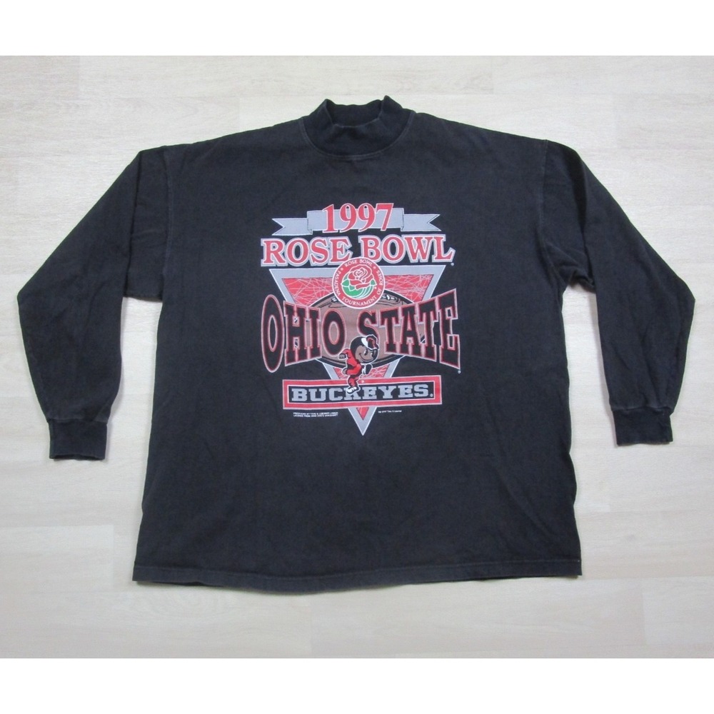 Vintage Ohio State Buckeyes T-Shirt Men's (XL) Mock Neck 1997 Rose‎ Bowl Savvy